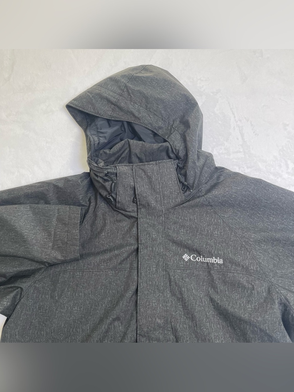 Columbia Men’s Medium Gray Interchange Hooded Waterproof Outer Shell Jacket